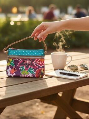 Lily Bloom Women’s Wristlet Colorful Floral EUC